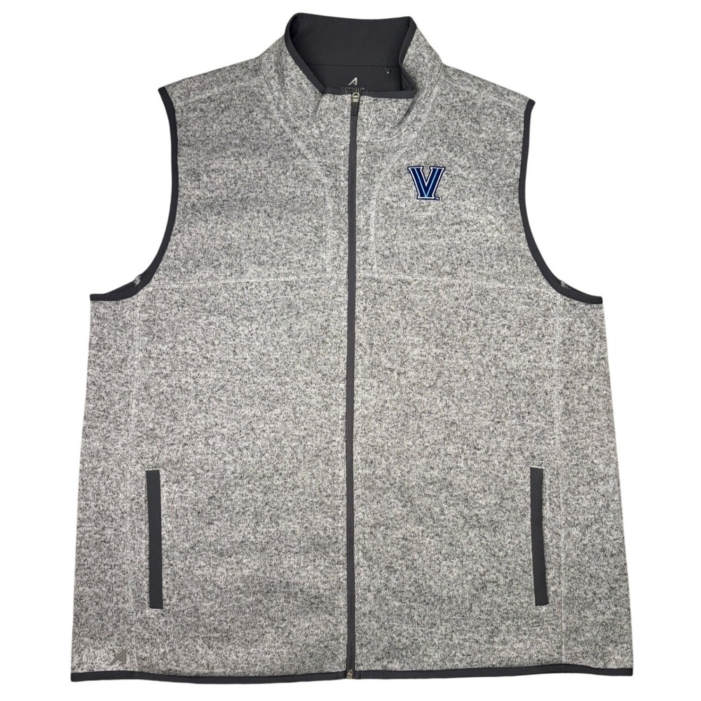 Antigua Villanova University Vest Mens 2XL Gray Heather Full Zip Sweater‎ NWT